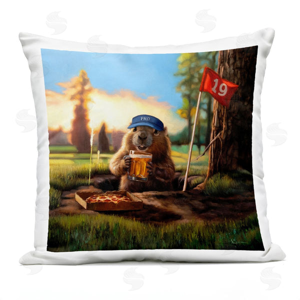 Stupell Industries Lucia Heffernan | Groundhog With Pizza & Beer Printed Throw Pillow
