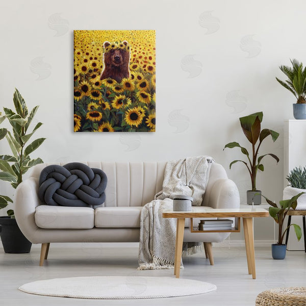Stupell Industries Lucia Heffernan | Happy Bear Sunflower Field Wall Art