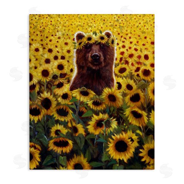 stupell industries Lucia Heffernan | Happy Bear Sunflower Field Wall Art