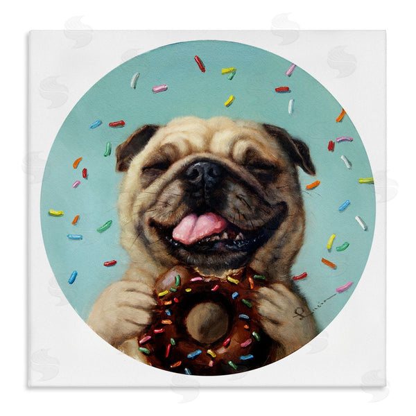 stupell industries Lucia Heffernan | Happy Pug With Sprinkle Donut Pet Dog Wall Art