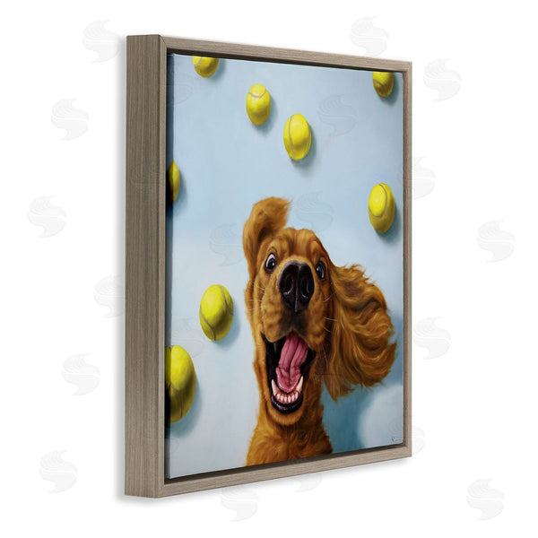 Stupell Industries Lucia Heffernan | Happy Smiling Pet Dog With Yellow Tennis Balls Wall Art