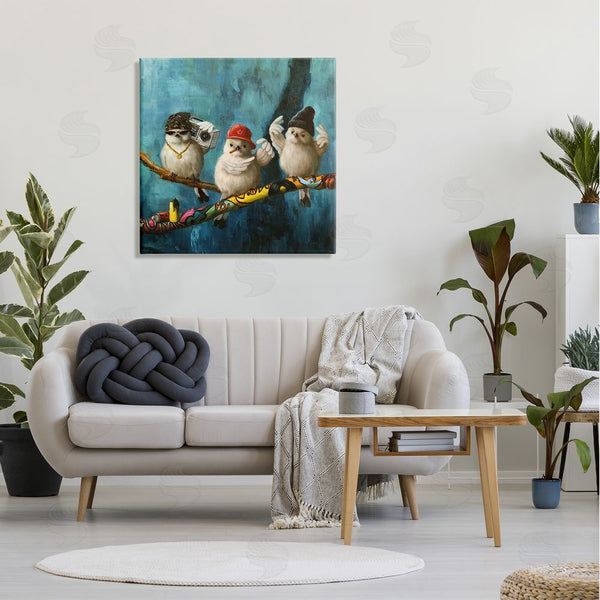 Stupell Industries Lucia Heffernan | Hip Hop Bird Trio Urban Graffiti Tree Boombox Wall Art