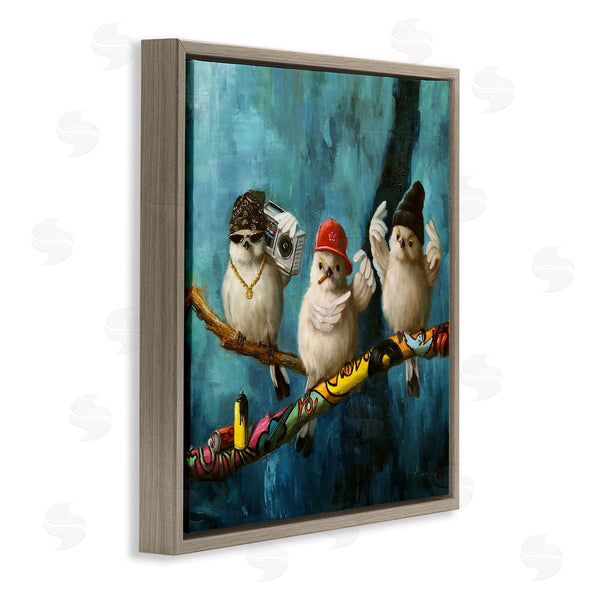 Stupell Industries Lucia Heffernan | Hip Hop Bird Trio Urban Graffiti Tree Boombox Wall Art