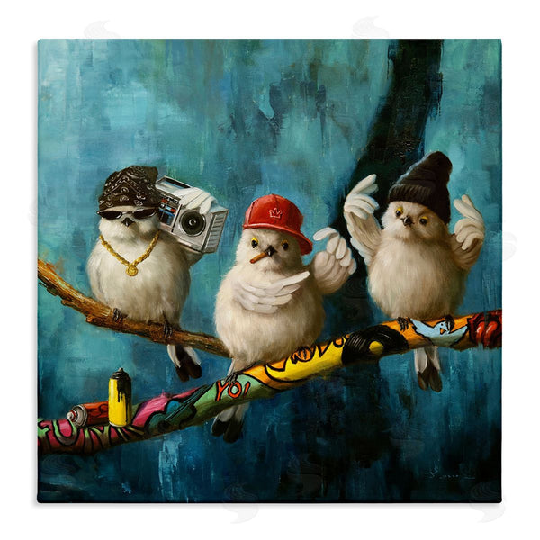 stupell industries Lucia Heffernan | Hip Hop Bird Trio Urban Graffiti Tree Boombox Wall Art