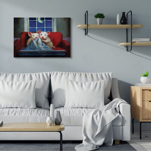 Stupell Industries Lucia Heffernan | House Mice Snuggling Under Blanket Watching TV Wall Art