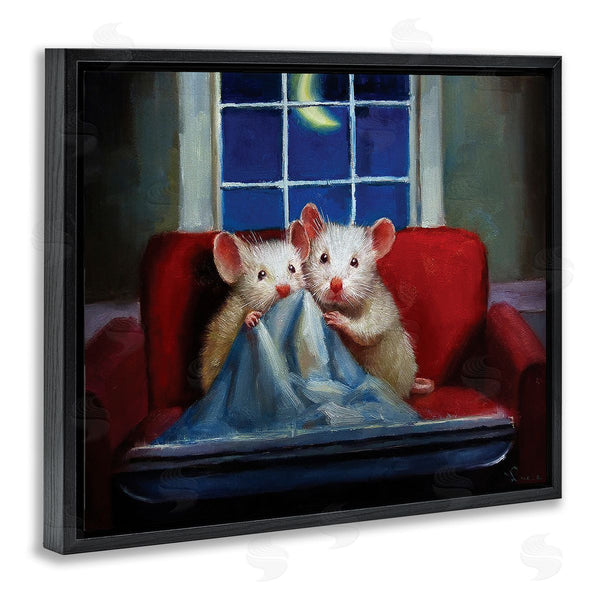 Stupell Industries Lucia Heffernan | House Mice Snuggling Under Blanket Watching TV Wall Art