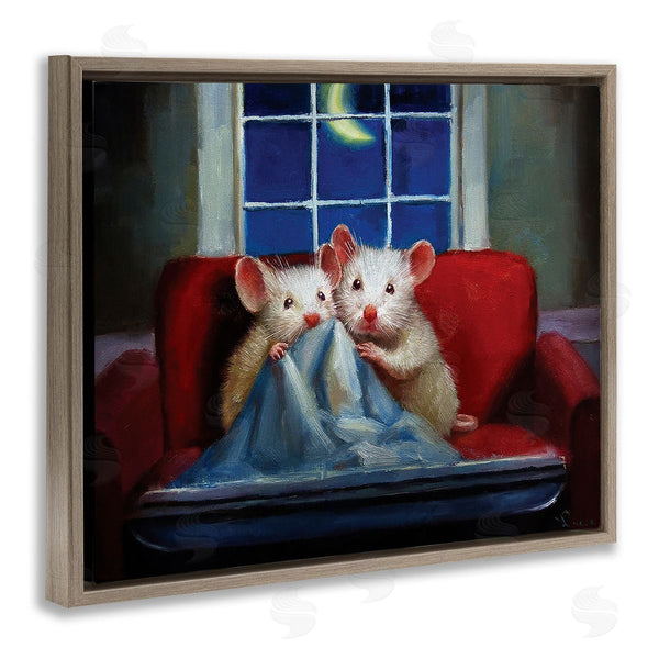 Stupell Industries Lucia Heffernan | House Mice Snuggling Under Blanket Watching TV Wall Art