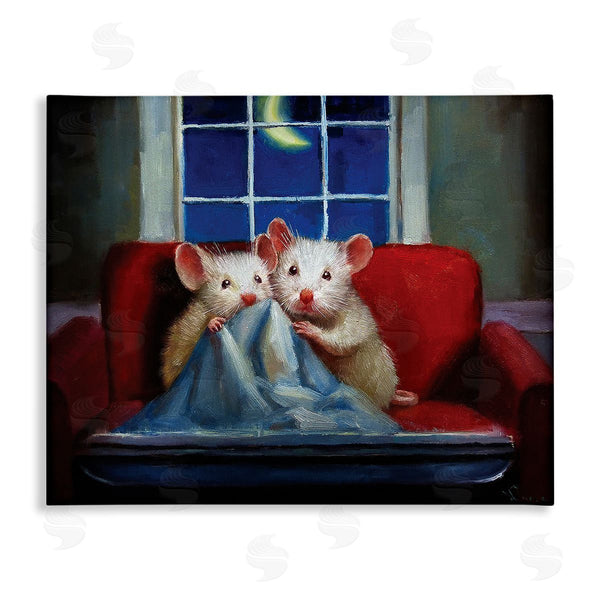 stupell industries Lucia Heffernan | House Mice Snuggling Under Blanket Watching TV Wall Art