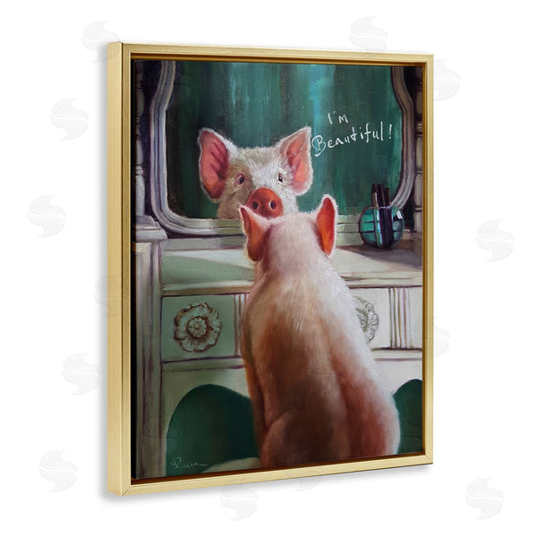 Stupell Industries Lucia Heffernan | I'm Beautiful Pig In Mirror