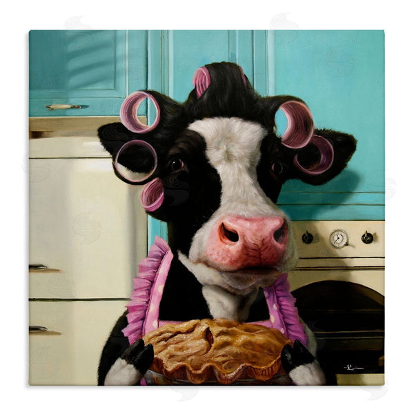stupell industries Lucia Heffernan | Kitchen Baking Cow Farm Animal Apron Hair Rolls Wall Art