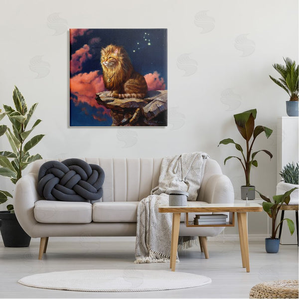 Stupell Industries Lucia Heffernan | Lion Cat Night Sky Constellation Leo Astrology Symbol Wall Art