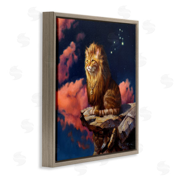 Stupell Industries Lucia Heffernan | Lion Cat Night Sky Constellation Leo Astrology Symbol Wall Art