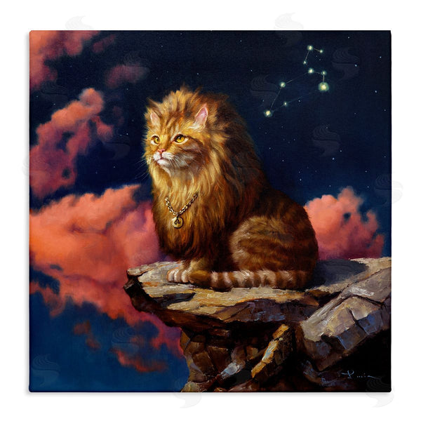 stupell industries Lucia Heffernan | Lion Cat Night Sky Constellation Leo Astrology Symbol Wall Art