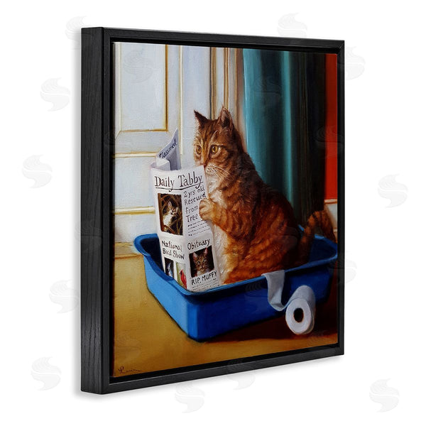 Stupell Industries Lucia Heffernan | Litter Box Reading Funny Cat