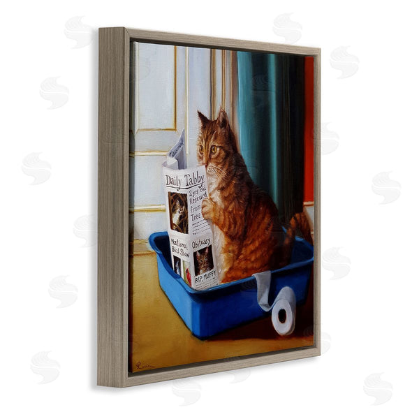 Stupell Industries Lucia Heffernan | Litter Box Reading Funny Cat
