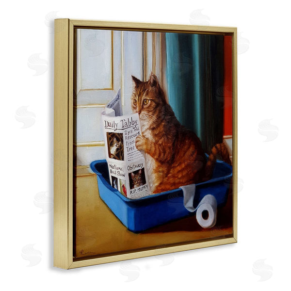 Stupell Industries Lucia Heffernan | Litter Box Reading Funny Cat