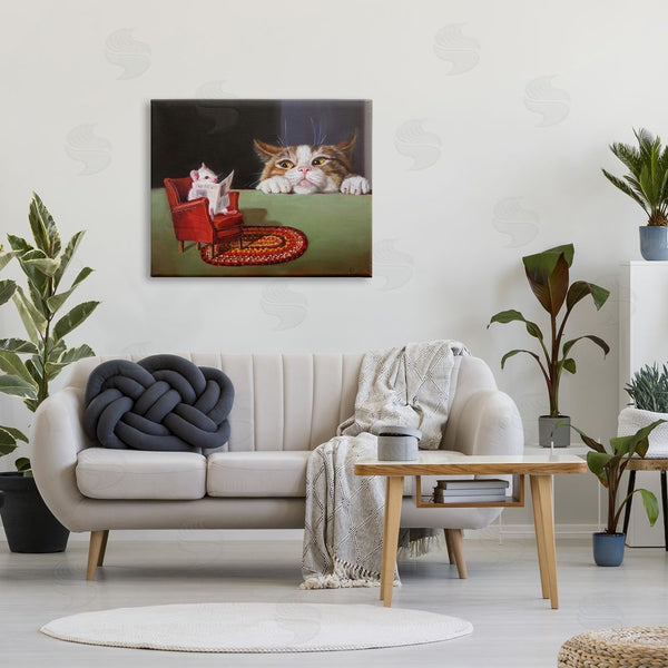 Stupell Industries Lucia Heffernan | Manx Cat Watching Mouse Wall Art