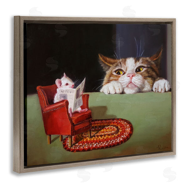 Stupell Industries Lucia Heffernan | Manx Cat Watching Mouse Wall Art