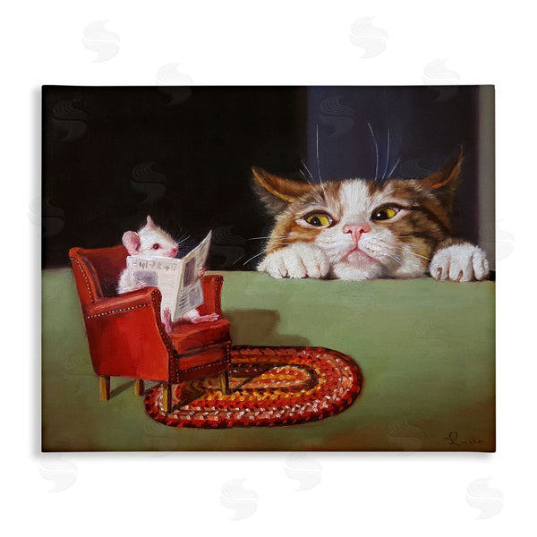 stupell industries Lucia Heffernan | Manx Cat Watching Mouse Wall Art
