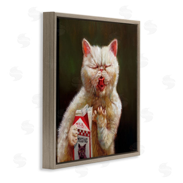 Stupell Industries Lucia Heffernan | Missing Cat Milk Box Sour Face Family Pet Wall Art
