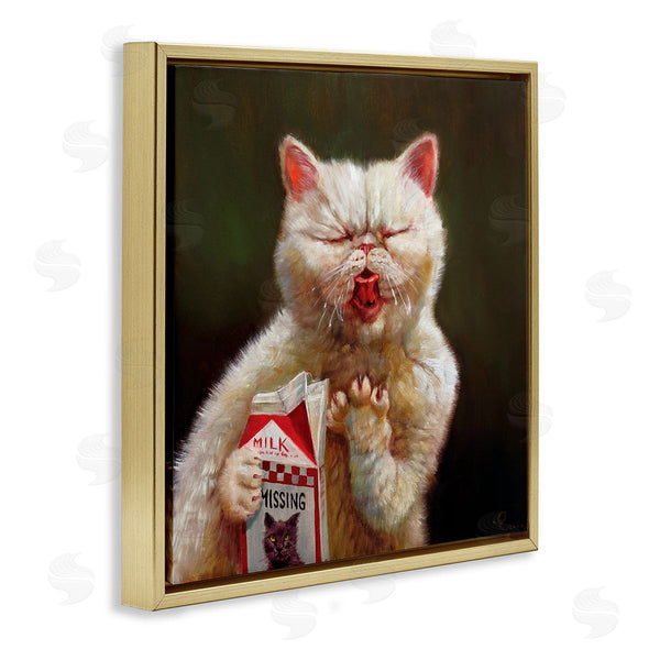 Stupell Industries Lucia Heffernan | Missing Cat Milk Box Sour Face Family Pet Wall Art
