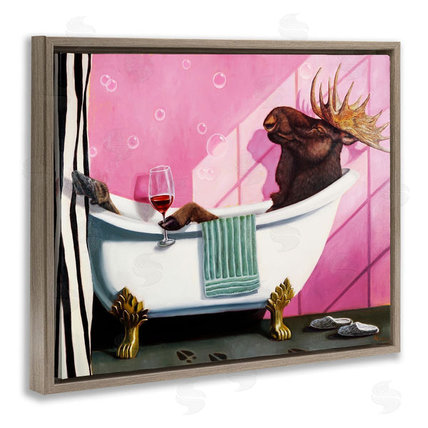 Stupell Industries Lucia Heffernan | Moose With Wine Bathroom Claw Tub