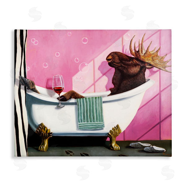 stupell industries Lucia Heffernan | Moose with Wine Bathroom Claw Tub