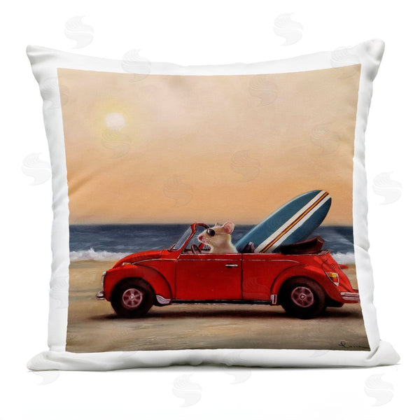 Stupell Industries Lucia Heffernan | Mouse Beach Cruise Surf And Sand Car Printed Throw Pillow