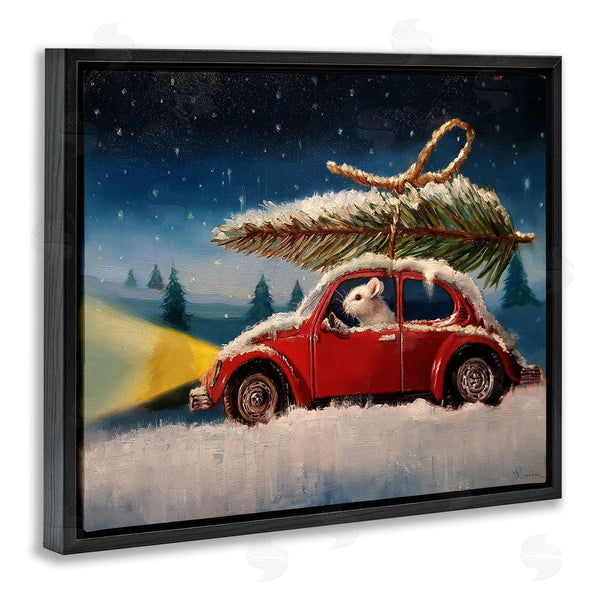 Stupell Industries Lucia Heffernan | Mouse Driving Snow Holiday Tree