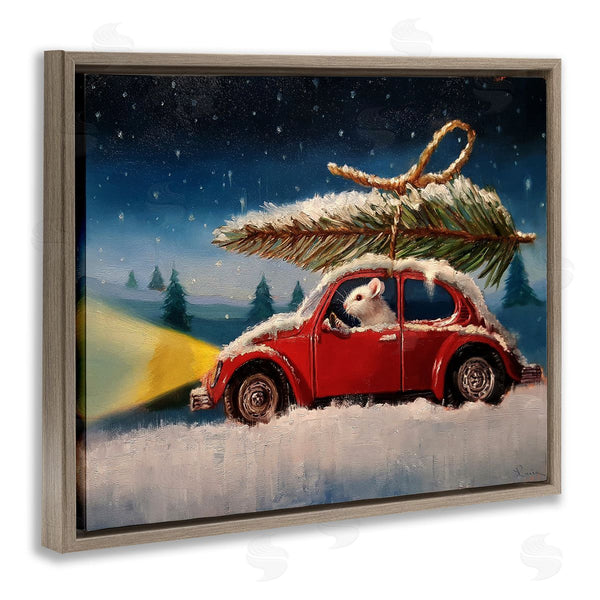 Stupell Industries Lucia Heffernan | Mouse Driving Snow Holiday Tree