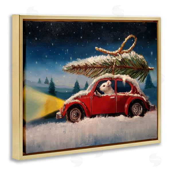 Stupell Industries Lucia Heffernan | Mouse Driving Snow Holiday Tree