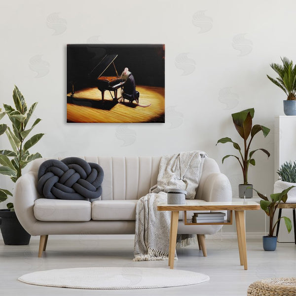 Stupell Industries Lucia Heffernan | Mouse Musician Playing Grand Piano Stage Spotlight Wall Art