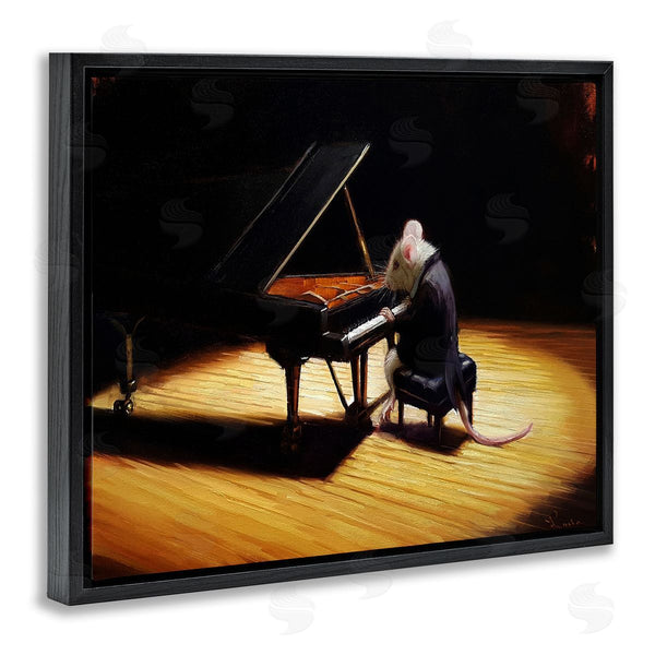 Stupell Industries Lucia Heffernan | Mouse Musician Playing Grand Piano Stage Spotlight Wall Art