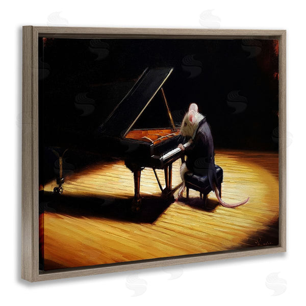 Stupell Industries Lucia Heffernan | Mouse Musician Playing Grand Piano Stage Spotlight Wall Art