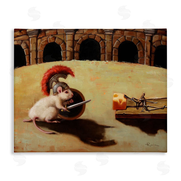 stupell industries Lucia Heffernan | Mouse Vs Mousetrap Funny Battle Wall Art