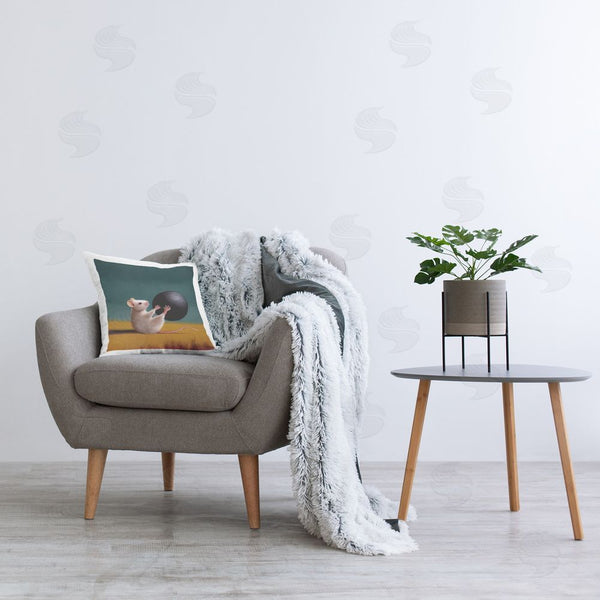 Stupell Industries Lucia Heffernan | Mouse With Exercise Ball Printed Throw Pillow