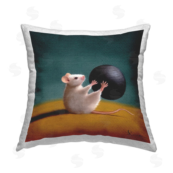 Stupell Industries Lucia Heffernan | Mouse With Exercise Ball Printed Throw Pillow