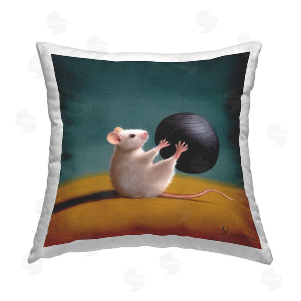 stupell industries Lucia Heffernan | Mouse with Exercise Ball Printed Throw Pillow