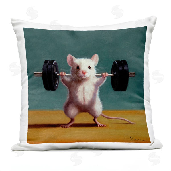 Stupell Industries Lucia Heffernan | Mouse Workout Weight Training Printed Throw Pillow