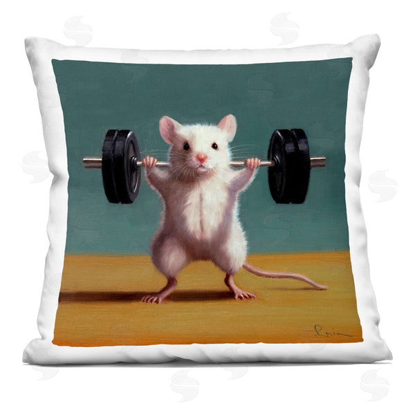 stupell industries Lucia Heffernan | Mouse Workout Weight Training Printed Throw Pillow