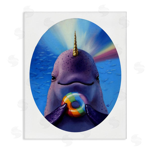 stupell industries Lucia Heffernan | Mystic Narwhal Holding Rainbow Donut Marine Mammal Wall Art