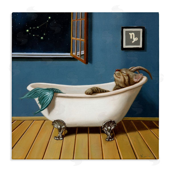 stupell industries Lucia Heffernan | Mystical Cat Mermaid Bath Capricorn Astrology Constellation Wall Art