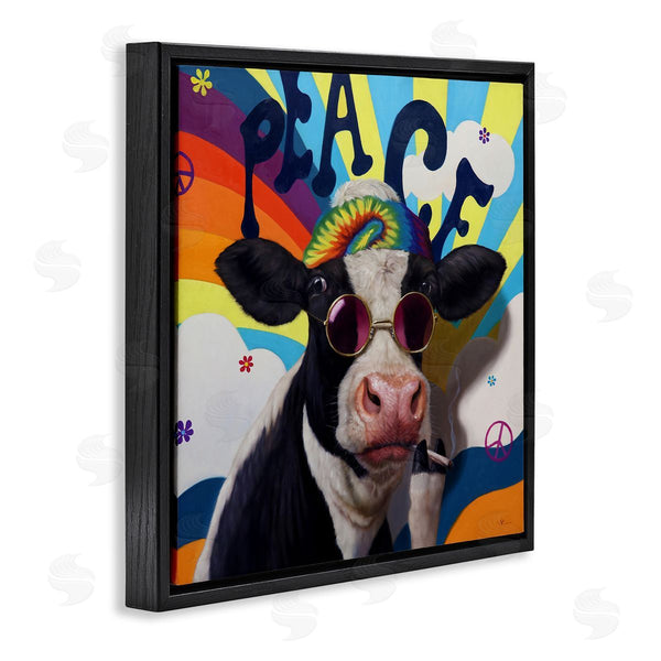 Stupell Industries Lucia Heffernan | Peace 70s Hippie Cow Wall Art