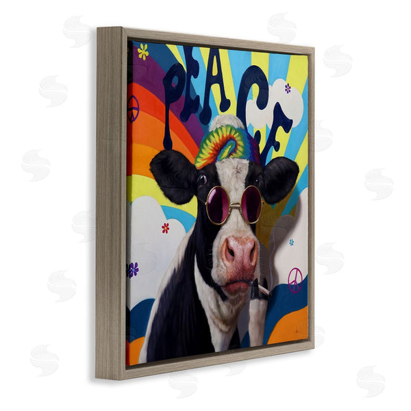 Stupell Industries Lucia Heffernan | Peace 70s Hippie Cow Wall Art