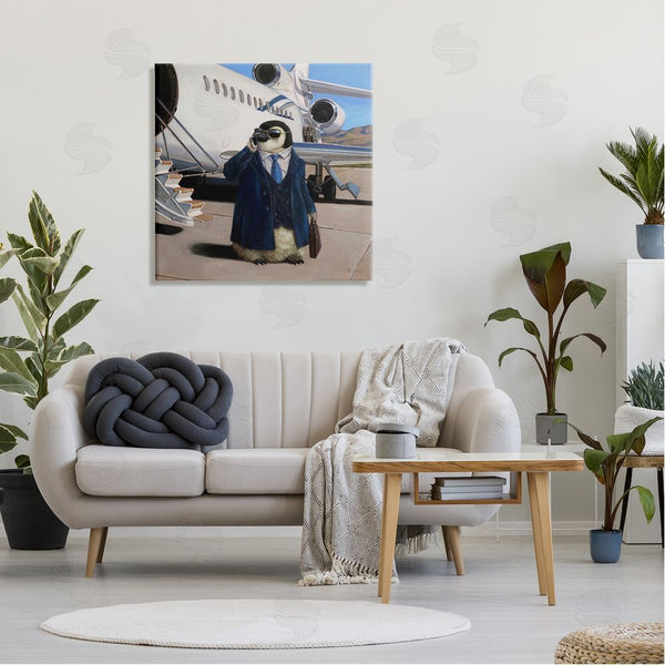 Stupell Industries Lucia Heffernan | Penguin Businessman Suit Airplane Wall Art