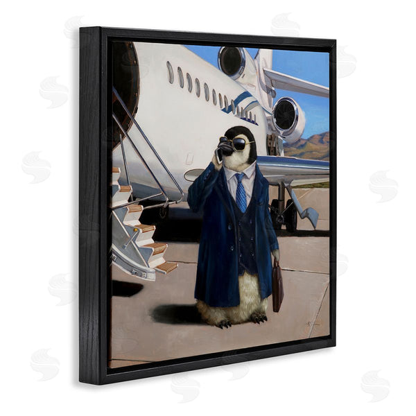 Stupell Industries Lucia Heffernan | Penguin Businessman Suit Airplane Wall Art