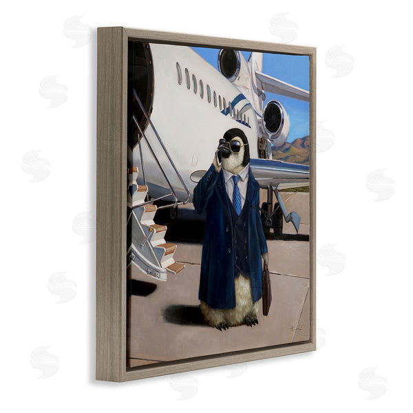 Stupell Industries Lucia Heffernan | Penguin Businessman Suit Airplane Wall Art