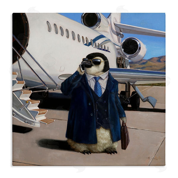 stupell industries Lucia Heffernan | Penguin Businessman Suit Airplane Wall Art