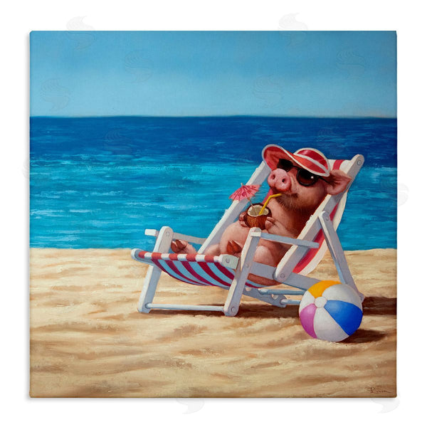 stupell industries Lucia Heffernan | Pig with Beach Cocktail