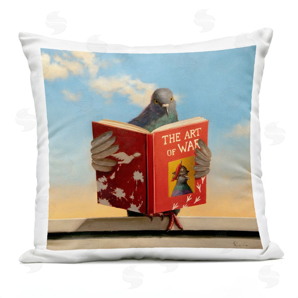 Stupell Industries Lucia Heffernan | Pigeon Reading Classic Literature Printed Throw Pillow